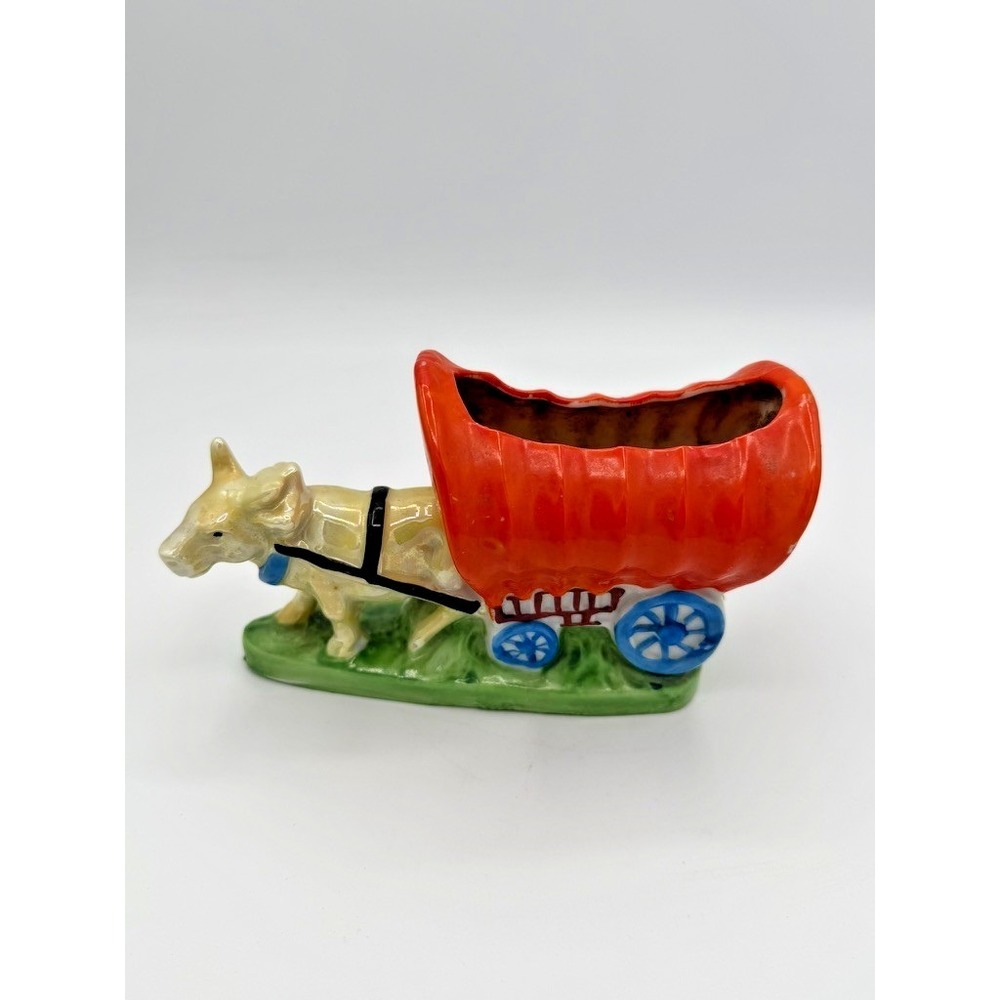 Vintage Donkey Mule Covered Wagon Planter Made In Japan Mid Century
